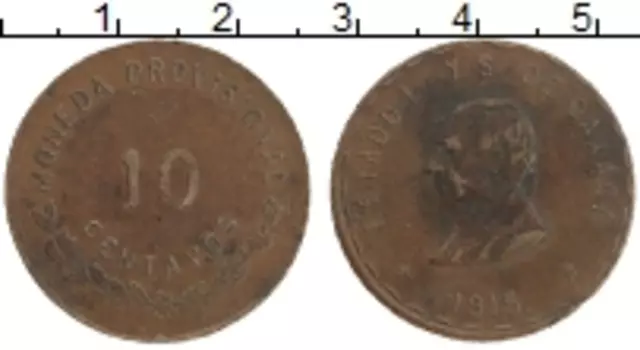 Монета 10 сентаво Мексики 1915 года Бронза Гражданская война