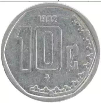 Монета 10 сентаво Мексики 1992 года Медно-никель