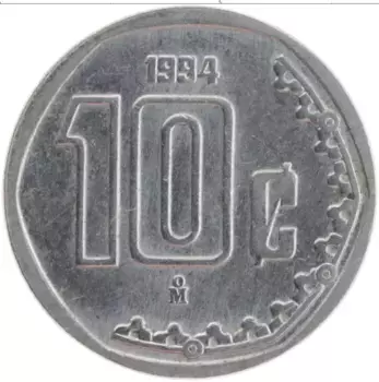 Монета 10 сентаво Мексики 1994 года Медно-никель