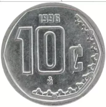 Монета 10 сентаво Мексики 1996 года Медно-никель