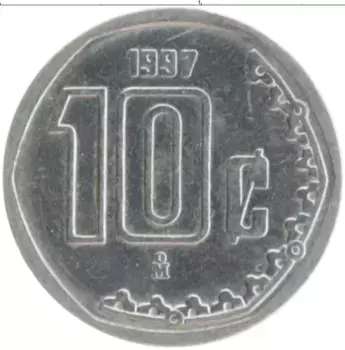Монета 10 сентаво Мексики 1997 года Медно-никель