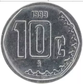Монета 10 сентаво Мексики 1999 года Медно-никель