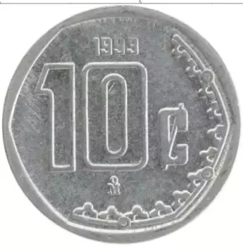 Монета 10 сентаво Мексики 1999 года Медно-никель