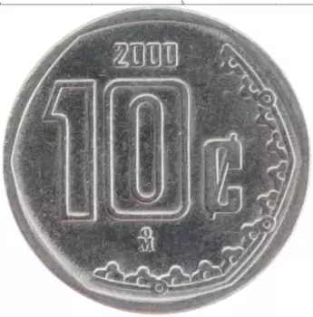 Монета 10 сентаво Мексики 2000 года Медно-никель
