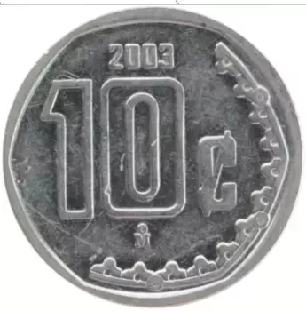 Монета 10 сентаво Мексики 2003 года Медно-никель
