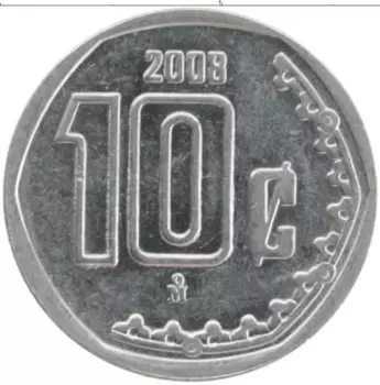 Монета 10 сентаво Мексики 2008 года Медно-никель