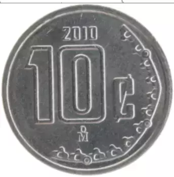 Монета 10 сентаво Мексики 2010 года Сталь