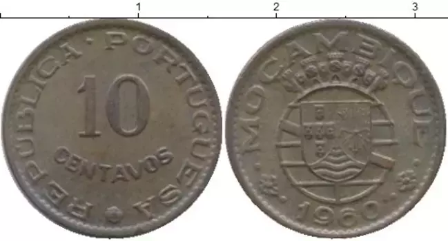 Монета 10 сентаво Мозамбика 1960 года Бронза