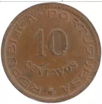 Монета 10 сентаво Мозамбика 1960 года Бронза Португальская колония