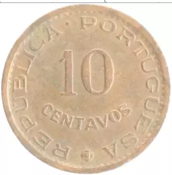 Монета 10 сентаво Мозамбика 1960 года Бронза