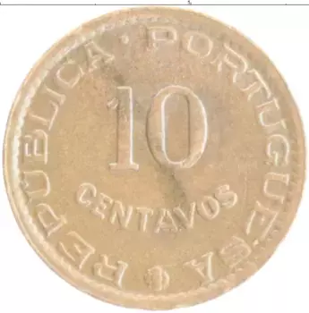 Монета 10 сентаво Мозамбика 1960 года Бронза