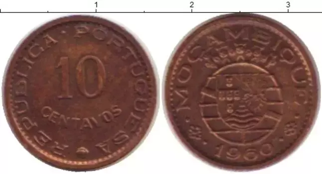 Монета 10 сентаво Мозамбика 1960 года Медь Протекторат Португалии