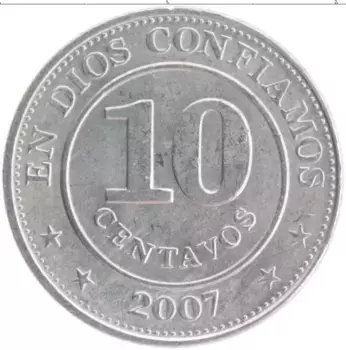 Монета 10 сентаво Никарагуа 2007 года Алюминий
