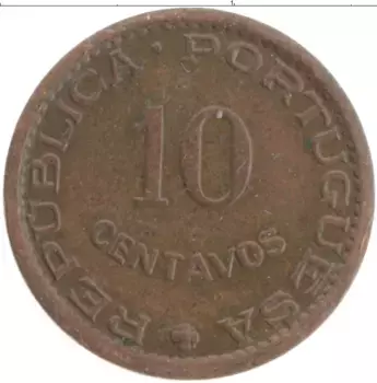 Монета 10 сентаво Сан-Томе и Принсипи 1962 года Бронза Португальская колония