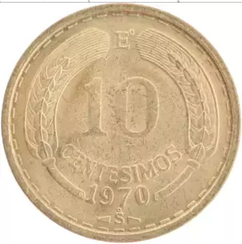 Монета 10 сентесим Чили 1970 года Бронза