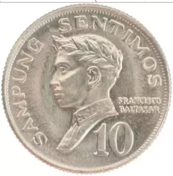 Монета 10 сентим Филиппин 1967 года Медно-никель