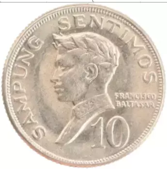 Монета 10 сентим Филиппин 1972 года Медно-никель