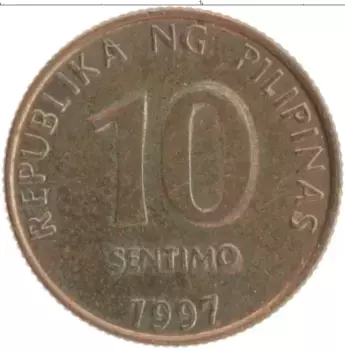 Монета 10 сентим Филиппин 1997 года Бронза