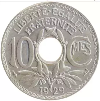Монета 10 сентим Франции 1935 года Медно-никель *