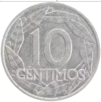 Монета 10 сентим Испании 1959 года Алюминий Гауди
