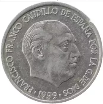 Монета 10 сентим Испании 1959 года Алюминий Франсиско Франко