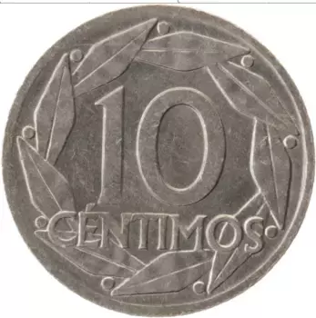Монета 10 сентим Испании 1959 года Алюминий Франсиско Франко