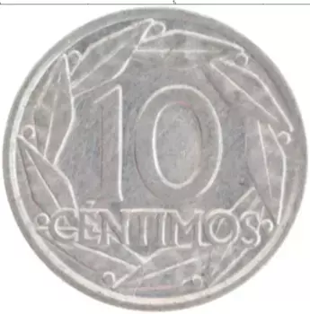 Монета 10 сентим Испании 1959 года Алюминий Франсиско Франко