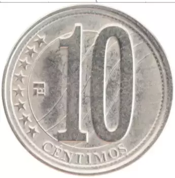 Монета 10 сентим Венесуэлы 2007 года Медно-никель