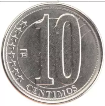 Монета 10 сентим Венесуэлы 2009 года Медно-никель