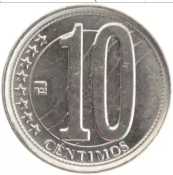 Монета 10 сентим Венесуэлы 2009 года Медно-никель
