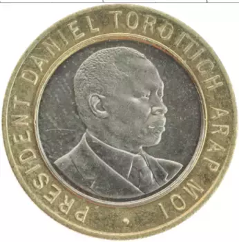 Монета 10 шиллингов Кении 1994 года Биметалл