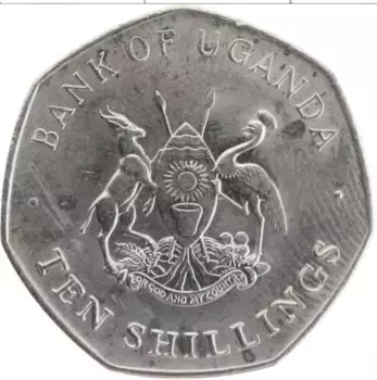 Монета 10 шиллингов Уганды 1987 года Медно-никель