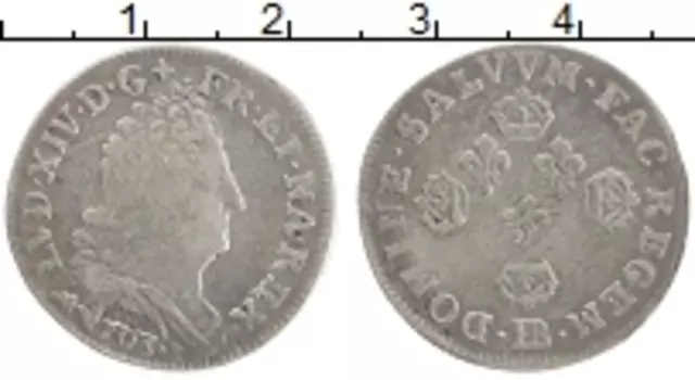 Монета 10 соль Франции 1703 года Серебро Людовик XIV