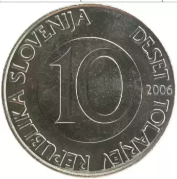Монета 10 толаров Словении 2006 года Медно-никель