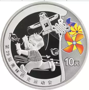 Монета 10 юаней Китая 2008 года Серебро Олимпийские игры в Пекине