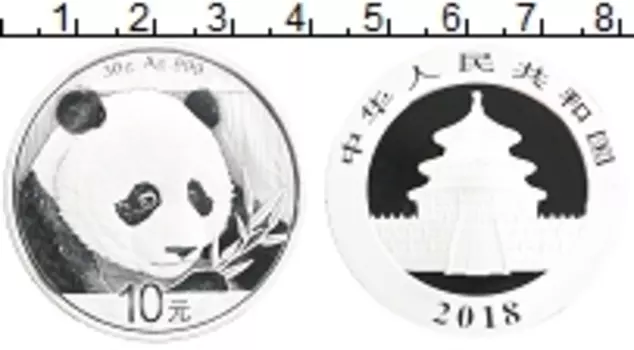 Монета 10 юаней Китая 2018 года Серебро Панда