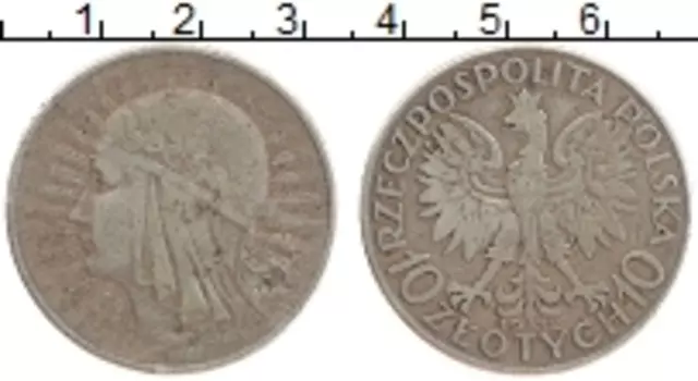 Монета 10 злотых Польши 1932 года Серебро