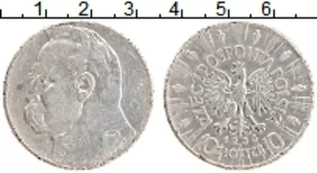 Монета 10 злотых Польши 1933 года Серебро Пилсудский