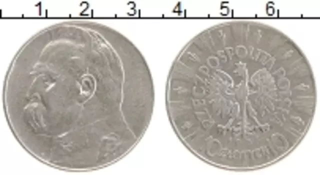 Монета 10 злотых Польши 1935 года Серебро Юзеф Пилсудский