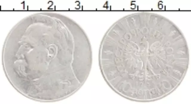 Монета 10 злотых Польши 1935 года Серебро Юзеф Пилсудский