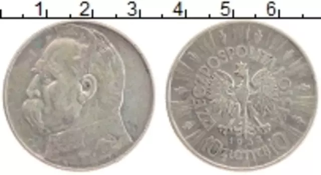 Монета 10 злотых Польши 1935 года Серебро Юзеф Пилсудский