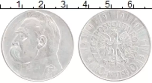 Монета 10 злотых Польши 1935 года Серебро Пилсудский