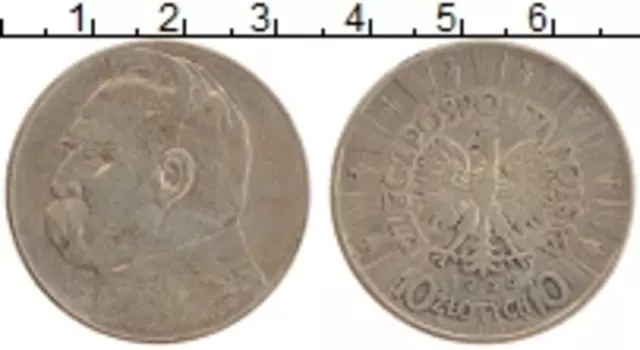 Монета 10 злотых Польши 1936 года Серебро Юзеф Пилсудский