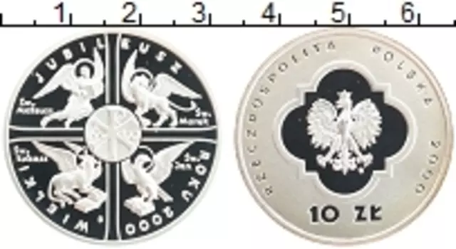 Монета 10 злотых Польши 2000 года Серебро Миллениум