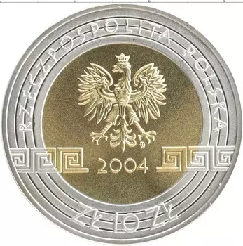 Монета 10 злотых Польши 2004 года Биметалл Олимпиада в Афинах