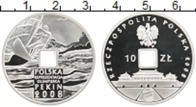 Монета 10 злотых Польши 2008 года Серебро Олимпиада в Пекине