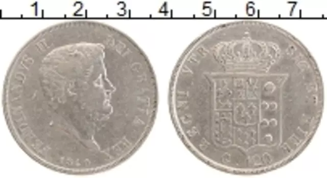 Монета 120 гран Италии 1840 года Серебро Ferdinando II