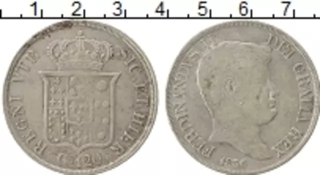 Монета 120 гран Сицилии 1836 года Серебро Фердинанд II