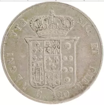 Монета 120 гран Сицилии 1856 года Серебро Фердинанд II