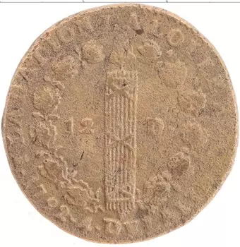 Монета 12 денье Франции 1792 года Медь Людовик XVI